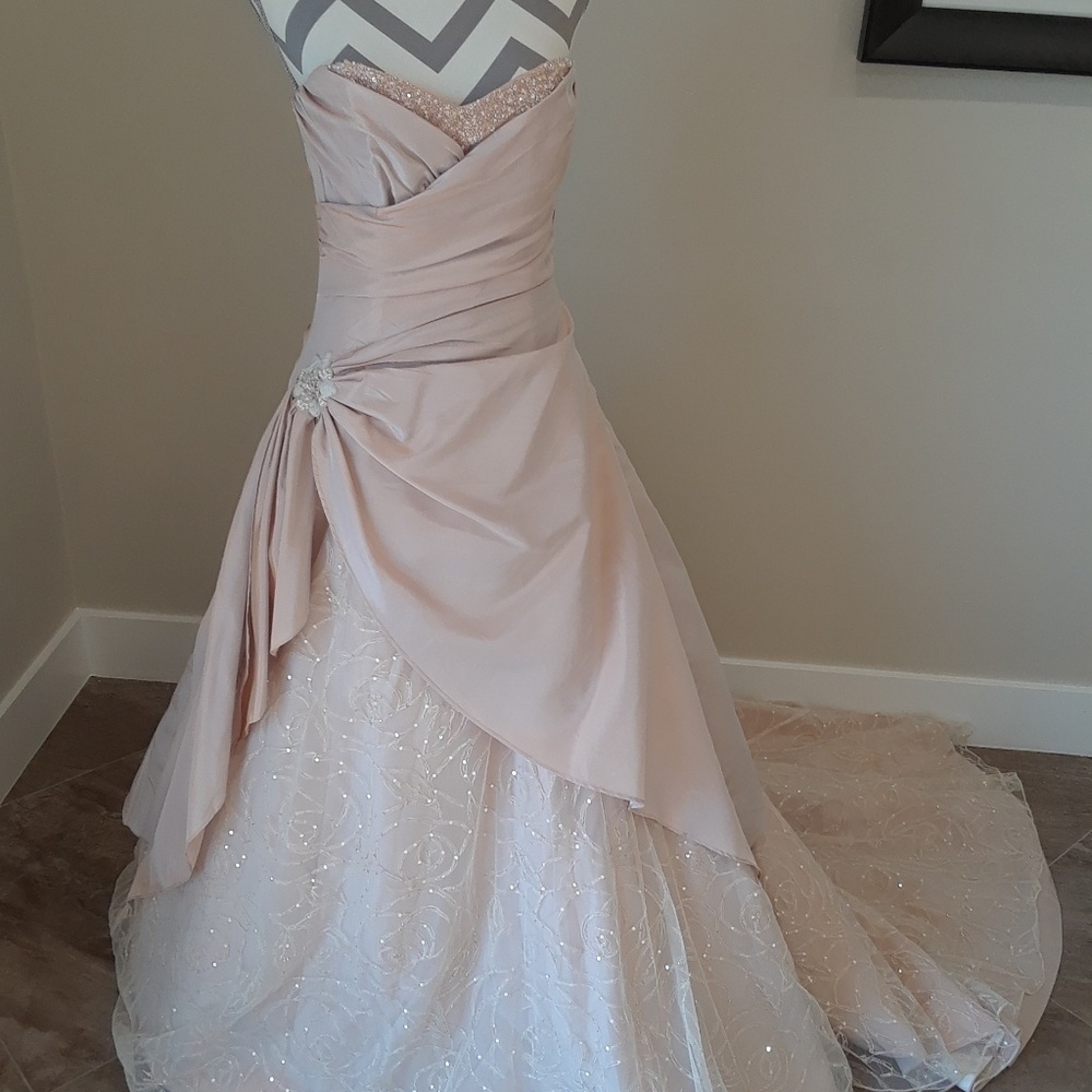 NWT Maggie Sottero unique rose gold wedding gown.
